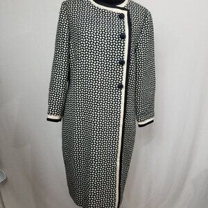Carolina Herrera Black and White Patterned Long Coat Dress